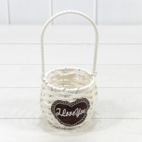 Корзина плетёная Круглая 9*9 (±5%) из пластика с ручкой Белый 1/100 Арт: 420127/1