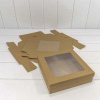 Коробка Квадратная 25*25*7 сборная с окошком Крафт 1/20 1/240 Арт: 000925/1