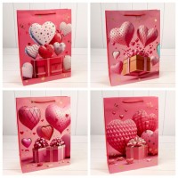 Пакет подарочный с тиснением "Сердца" (микс 110) 30*41,5*12 210г 1/20 1/80 Арт: 000110A