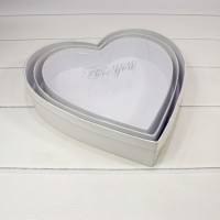 Коробки "Сердце" Набор 1/3 33,2*33,2*6,6 с прозрачной крышкой Белый 1/12 Арт: 7209833/1