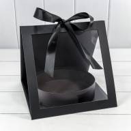 Коробка подарочная 25*26*23 с окошком и бантом "Круг" Чёрный 1/24 Арт: 720964/9 - Коробка подарочная 25*26*23 с окошком и бантом "Круг" Чёрный 1/24 Арт: 720964/9