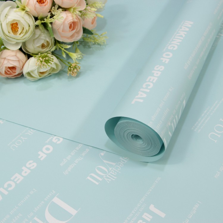  Плёнка 59см 800г матовая с печатью 65мкм Голубой 1/6 1/12 Арт: 80077/7457