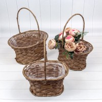  Корзины плетёные "Ваза" Набор 1/3 27*20*14/33 (±5%) из пластика с ручкой Кофейный 1/18 Арт: 420139/22