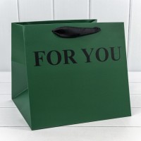 Пакет подарочный "For You" Зелёный 25*25*23 210г 1/10 1/100 Арт: 000179PQ/36