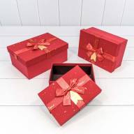 Коробки Прямоугольные Набор 1/3 22,5*16*9,5 с бантом Красный 1/20 Арт: 72191/22 - Коробки Прямоугольные Набор 1/3 22,5*16*9,5 с бантом Красный 1/20 Арт: 72191/22