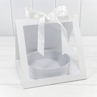 Коробка подарочная 25*26*23 с окошком и бантом "Круг" Белый 1/24 Арт: 720964/7 - Коробка подарочная 25*26*23 с окошком и бантом "Круг" Белый 1/24 Арт: 720964/7