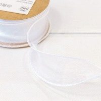 Лента Органза с леской 4см*10ярд Белый 1/5 1/200 Арт: 594-40/1