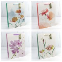 Пакет подарочный с тиснением "Цветы акварель" (микс) 30*41,5*12 210г 1/20 1/80 Арт: 000227A