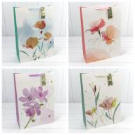 Пакет подарочный с тиснением "Цветы акварель" (микс) 30*41,5*12 210г 1/20 1/80 Арт: 000227A - Пакет подарочный с тиснением "Цветы акварель" (микс) 30*41,5*12 210г 1/20 1/80 Арт: 000227A