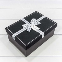 Коробки Прямоугольные Набор 1/3 22,5*16*9,5 с белым бантом Чёрный 1/20 Арт: 721913/1