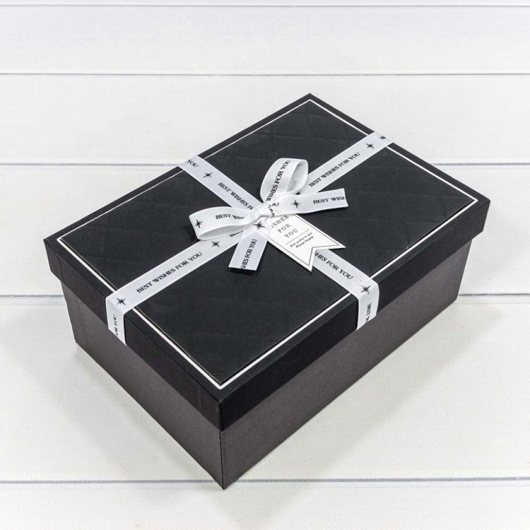Коробки Прямоугольные Набор 1/3 22,5*16*9,5 с белым бантом Чёрный 1/20 Арт: 721913/1