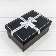 Коробки Прямоугольные Набор 1/3 22,5*16*9,5 с белым бантом Чёрный 1/20 Арт: 721913/1 - Коробки Прямоугольные Набор 1/3 22,5*16*9,5 с белым бантом Чёрный 1/20 Арт: 721913/1