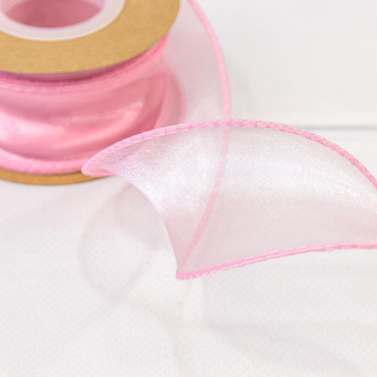 Лента Органза с леской 4см*10ярд Розовый 1/5 1/200 Арт: 594-40/3