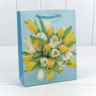 Пакет подарочный с блёстками "Тюльпаны" (микс 311) 18*23*10 210г 1/20 1/360 Арт: 000311E - Пакет подарочный с блёстками "Тюльпаны" (микс 311) 18*23*10 210г 1/20 1/360 Арт: 000311E