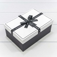Коробки Прямоугольные Набор 1/3 22,5*16*9,5 с чёрным бантом Белый/Чёрный 1/20 Арт: 721913/2