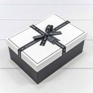 Коробки Прямоугольные Набор 1/3 22,5*16*9,5 с чёрным бантом Белый/Чёрный 1/20 Арт: 721913/2 - Коробки Прямоугольные Набор 1/3 22,5*16*9,5 с чёрным бантом Белый/Чёрный 1/20 Арт: 721913/2