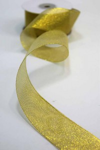 Лента Парча с блеском 2,5см*25ярд Золотой 1/5 1/144 Арт: 557-25/G