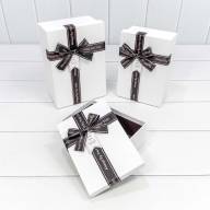 Коробки Прямоугольные Набор 1/3 22,5*16*9,5 с бантом Белый 1/20 Арт: 721914/1 - Коробки Прямоугольные Набор 1/3 22,5*16*9,5 с бантом Белый 1/20 Арт: 721914/1