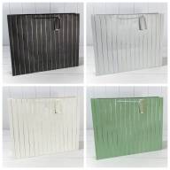 Пакет подарочный с тиснением "Полосы" (микс) 50*40*15 210г 1/20 1/80 Арт: 000490T - Пакет подарочный с тиснением "Полосы" (микс) 50*40*15 210г 1/20 1/80 Арт: 000490T