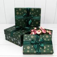 Коробки Прямоугольные Набор 1/3 28*21*11 &quot;Снежинки&quot; Зелёный 1/24 Арт: 720300-554 - Коробки Прямоугольные Набор 1/3 28*21*11 "Снежинки" Зелёный 1/24 Арт: 720300-554