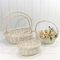 Корзины плетёные Овальные Набор 1/4 43*35*15/44 (±5%) с ручкой Белый 1/12 Арт: 420160/1