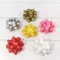 Бант-звезда 8,9 см на липучке матовый (микс) 1/24 1/32 упак. Арт: 500561-35