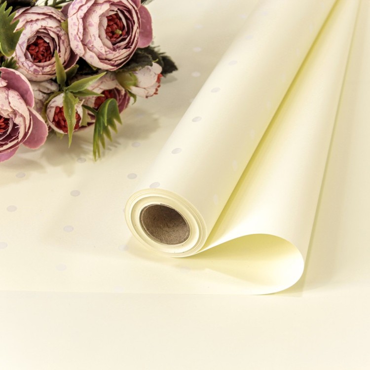 Плёнка 0,58*10м матовая с печатью "Good Luck" 65мкм Жемчужно-белый 1/30 Арт: 1662/M1