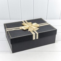 Коробки Прямоугольные Набор 1/3 33,5*25*11,5 с бантом "Блеск" Чёрный 1/12 Арт: 720627/2