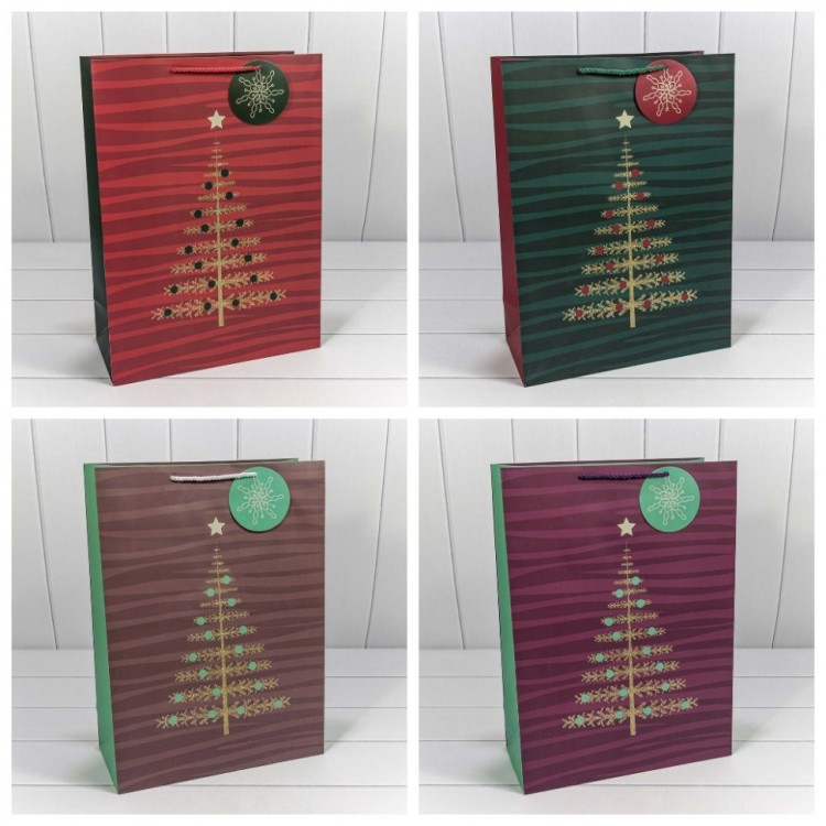 Пакет подарочный с блеском "Ёлка" (микс) 33*45*15 210г 1/10 1/80 Арт: 300357A
