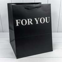 Пакет подарочный "For You" Чёрный 32*32*40 210г 1/10 1/100 Арт: 000179L/18