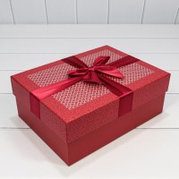 Коробки Прямоугольные Набор 1/3 28*21*11 с узором Красный 1/24 Арт: 720300-551