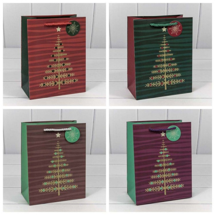 Пакет подарочный с блеском "Ёлка" (микс) 18*23*10 210г 1/10 1/180 Арт: 300357E