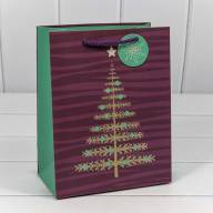 Пакет подарочный с блеском &quot;Ёлка&quot; (микс) 18*23*10 210г 1/10 1/180 Арт: 300357E - Пакет подарочный с блеском "Ёлка" (микс) 18*23*10 210г 1/10 1/180 Арт: 300357E