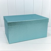 Коробки Прямоугольные Набор 1/10 50*35*25 "Кожа крокодила" матовый Бирюзово-синий 1/1 Арт: 7210808/0118