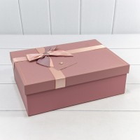 Коробки Прямоугольные Набор 1/3 29*21*9,5 с двойным бантом и короной Лиловый 1/12 Арт: 721632/2