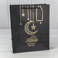 Пакет подарочный с тиснением "Ramadan" 26*32*12 210г Чёрный 1/20 1/120 Арт: 000274C