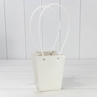 Пакет подарочный "Ваза для цветов" 15,5*13*9,5 260г "Ромбики" Белый 1/10 1/150 Арт: 000236G/7