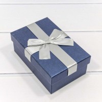 Коробка Прямоугольная 16*10*6,2 с бантом Синий 1/4 1/128 Арт: 720690/3