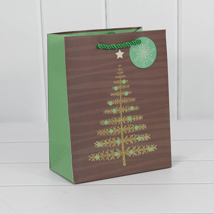 Пакет подарочный с блеском "Ёлка" 14*20*8 1/10 1/240 Арт: 300357G/1