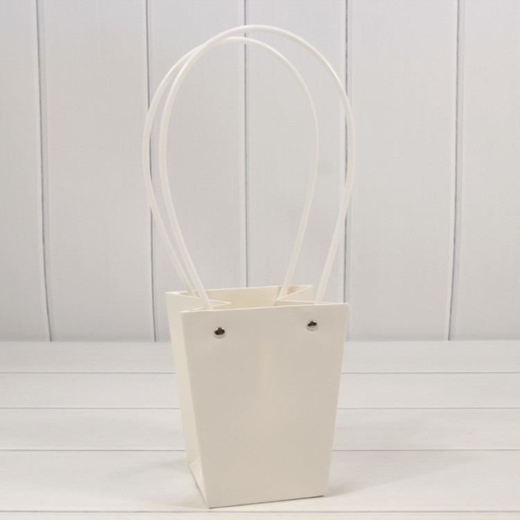  Пакет подарочный "Ваза для цветов" 15,5*13*9,5 Белый 1/10 1/150 Арт: 000170G/7