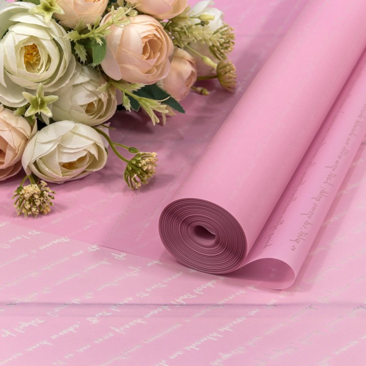 Плёнка 59см 800г матовая "Письмо" 55мкм Светло-пурпурный 1/6 1/12 Арт: 80008/0521