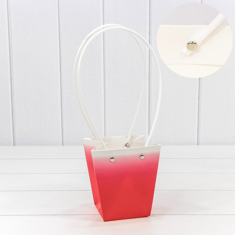 Пакет подарочный "Ваза для цветов" 12,5*12*8 260г "Градиент" Красный 1/10 1/200 Арт: 000184H/3