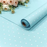 Плёнка 0,58*10м матовая "Мелкий горошек" 60мкм Голубой 1/30 Арт: 1691/290
