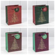 Пакет подарочный с блеском &quot;Ёлка&quot; (микс) 12*15*6,7 180г 1/10 1/240 Арт: 300357H - Пакет подарочный с блеском "Ёлка" (микс) 12*15*6,7 180г 1/10 1/240 Арт: 300357H