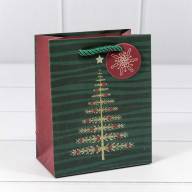 Пакет подарочный с блеском &quot;Ёлка&quot; (микс) 12*15*6,7 180г 1/10 1/240 Арт: 300357H - Пакет подарочный с блеском "Ёлка" (микс) 12*15*6,7 180г 1/10 1/240 Арт: 300357H