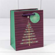 Пакет подарочный с блеском &quot;Ёлка&quot; (микс) 12*15*6,7 180г 1/10 1/240 Арт: 300357H - Пакет подарочный с блеском "Ёлка" (микс) 12*15*6,7 180г 1/10 1/240 Арт: 300357H