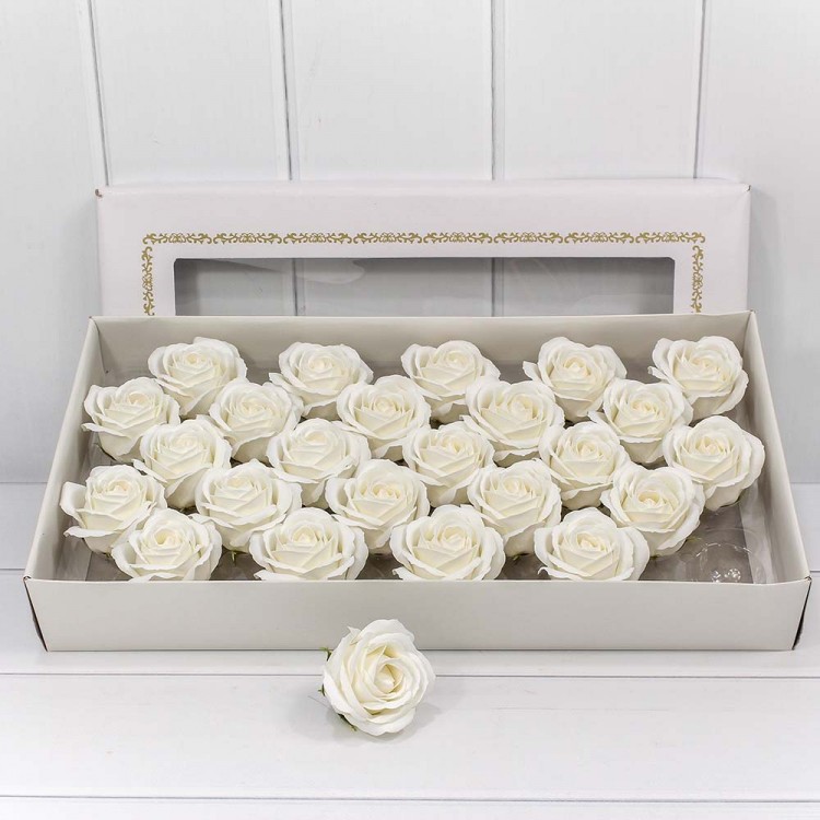 Декоративный цветок-мыло "Большая роза" Белый 6,5*7 25шт. 1/20 Арт: 420053/1