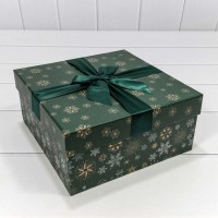 Коробки Квадратные Набор 1/3 24*24*11,5 "Снежинки" Зелёный 1/24 Арт: 720300-701