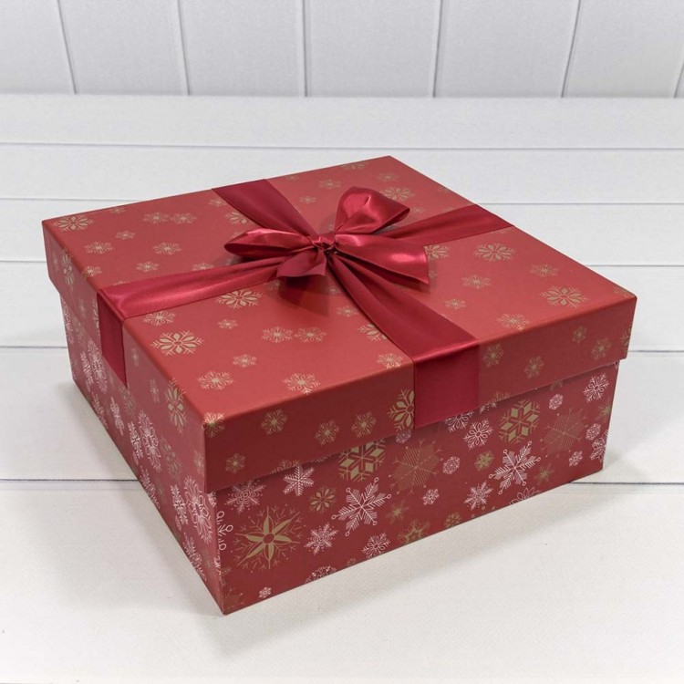 Коробки Квадратные Набор 1/3 24*24*11,5 "Снежинки" Красный 1/24 Арт: 720300-700