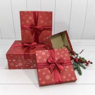 Коробки Квадратные Набор 1/3 24*24*11,5 &quot;Снежинки&quot; Красный 1/24 Арт: 720300-700 - Коробки Квадратные Набор 1/3 24*24*11,5 "Снежинки" Красный 1/24 Арт: 720300-700